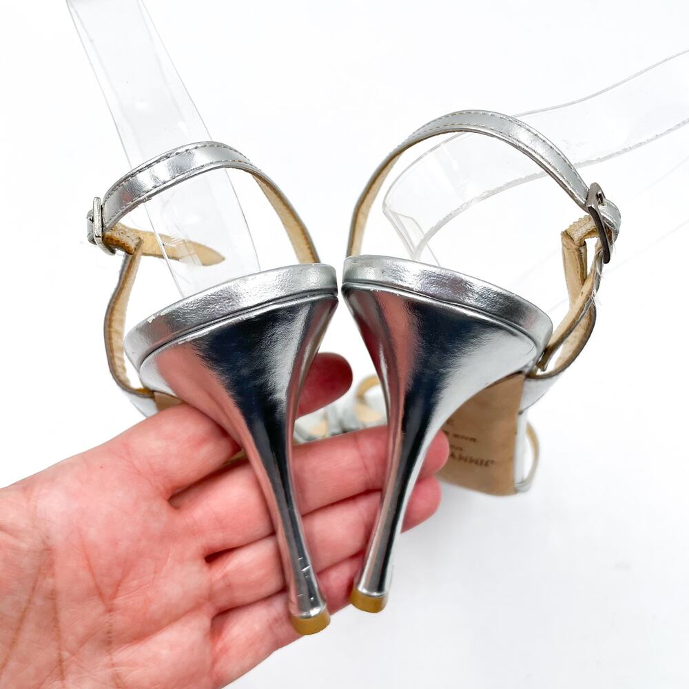 Jimmy Choo Metallic Silver Strappy Heels - Picture 9 of 11